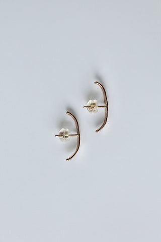 Pair of gold earrings on a light gray background