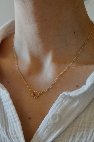 Toggle Clasp Patchwork Chain Necklace