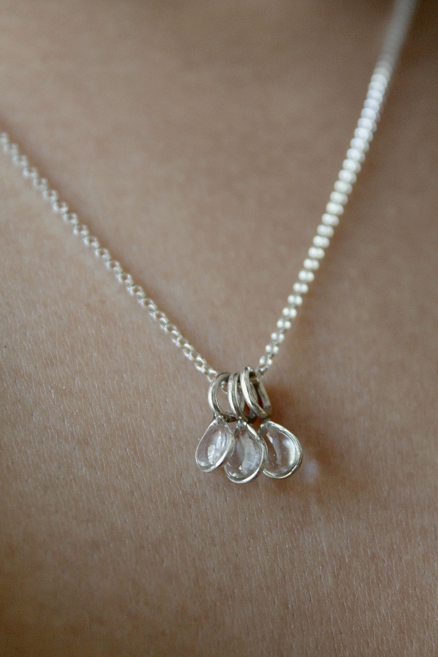 "APRIL SHOWERS" MULTI RAINDROP NECKLACE - STERLING SILVER