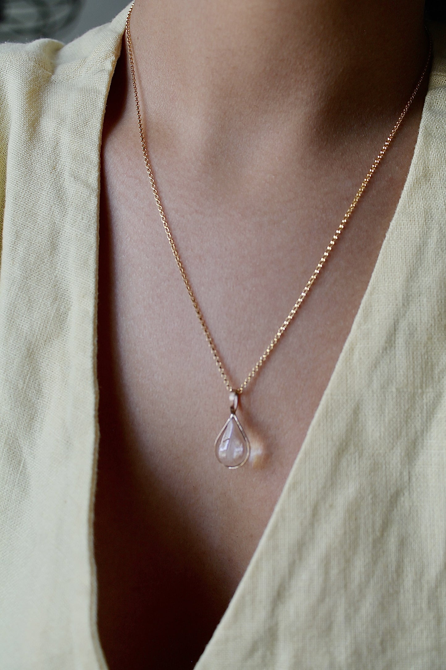 "APRIL SHOWERS" LARGE RAINDROP NECKLACE - 14K GOLD FILLED