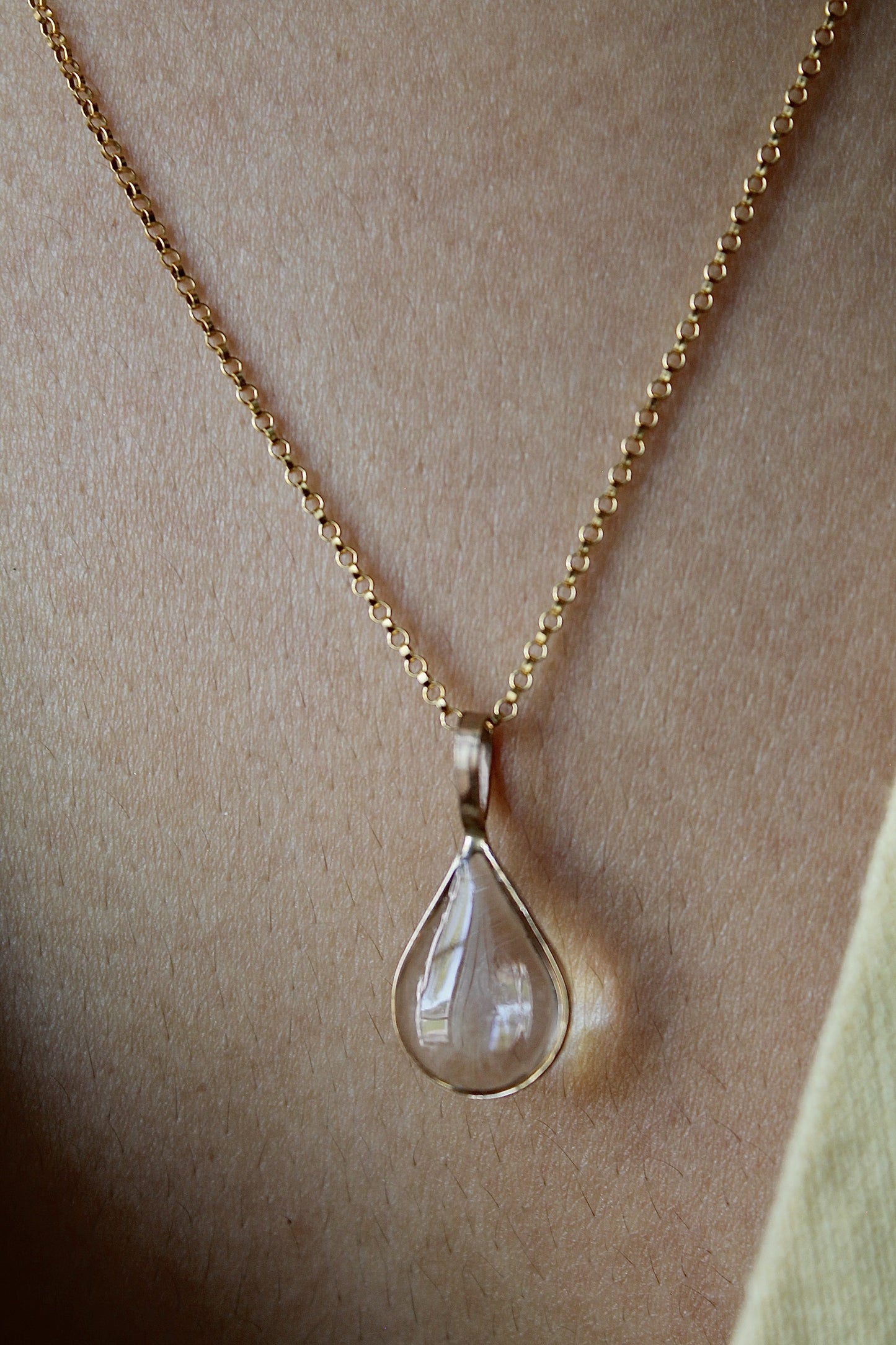 "APRIL SHOWERS" LARGE RAINDROP NECKLACE - 14K GOLD FILLED