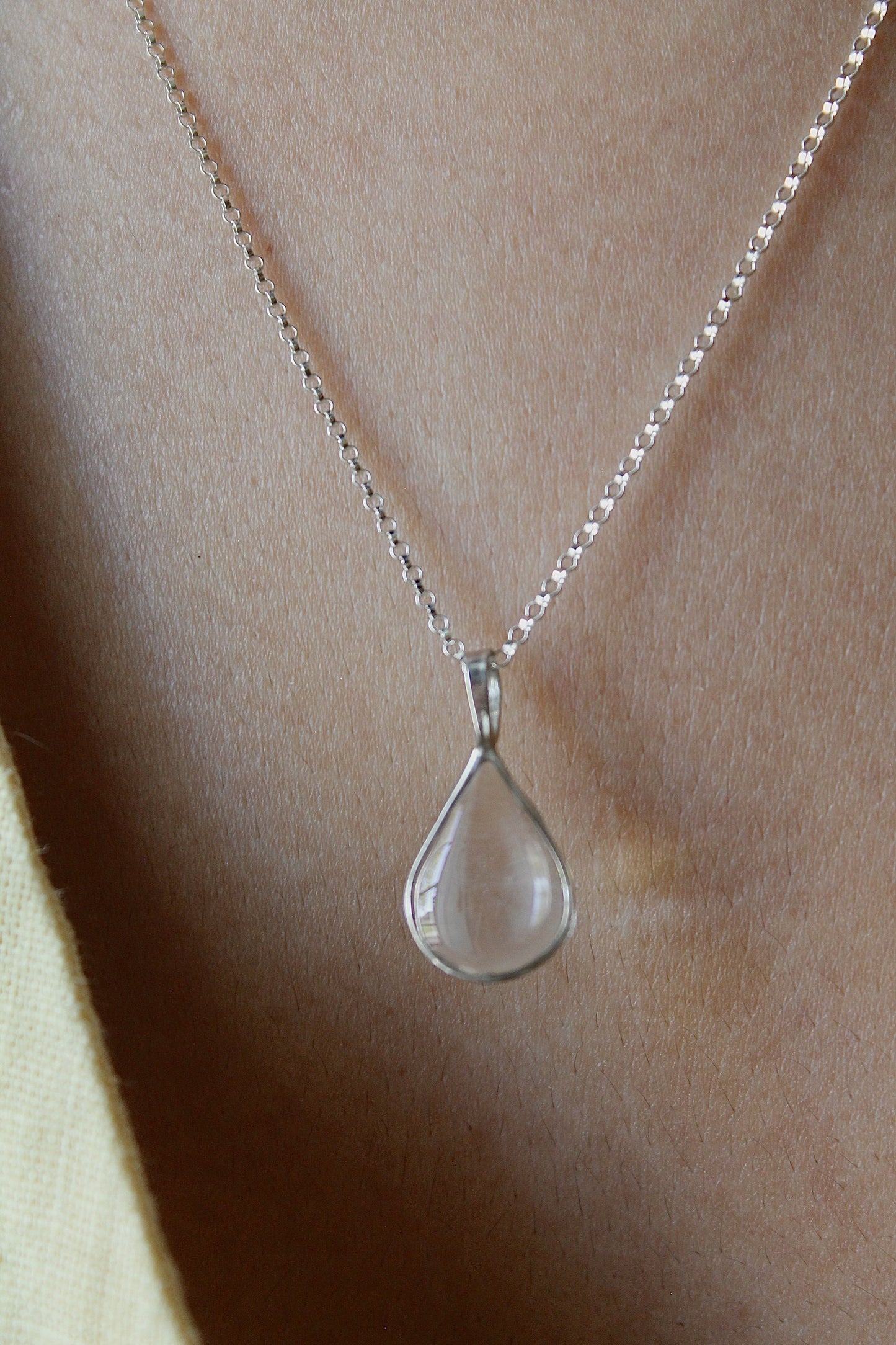 "APRIL SHOWERS" LARGE RAINDROP NECKLACE - STERLING SILVER