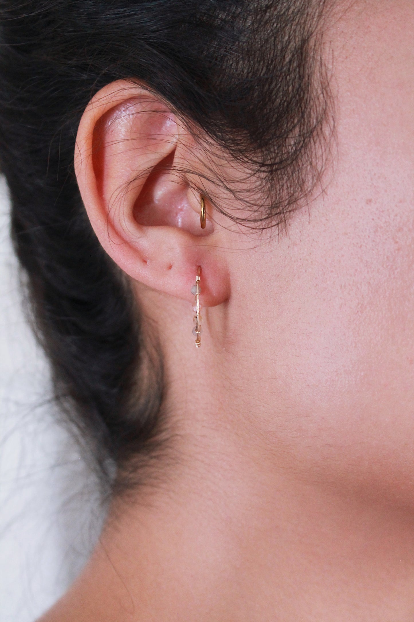 Blossom Peach Moonstone Wrapped Hoops