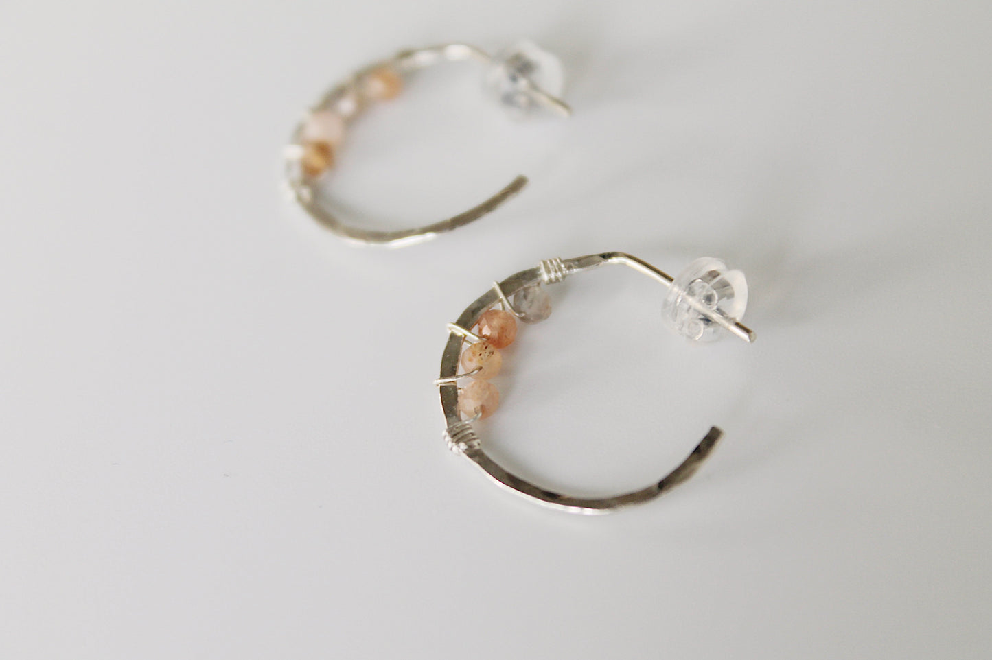 Blossom Peach Moonstone Wrapped Hoops
