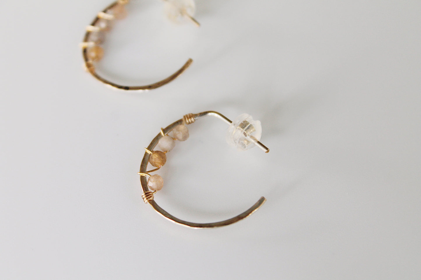 Blossom Peach Moonstone Wrapped Hoops