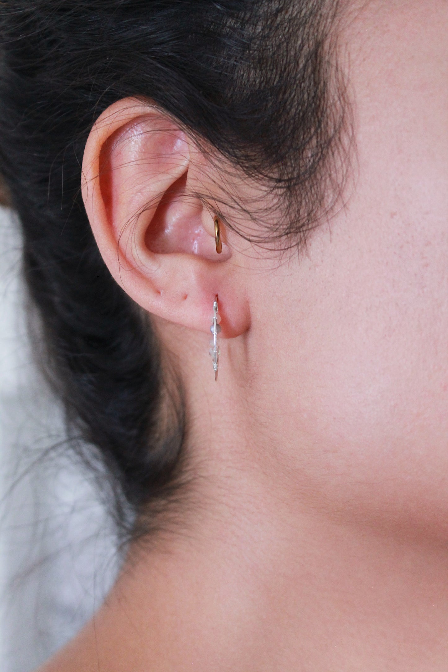 Blossom Peach Moonstone Wrapped Hoops