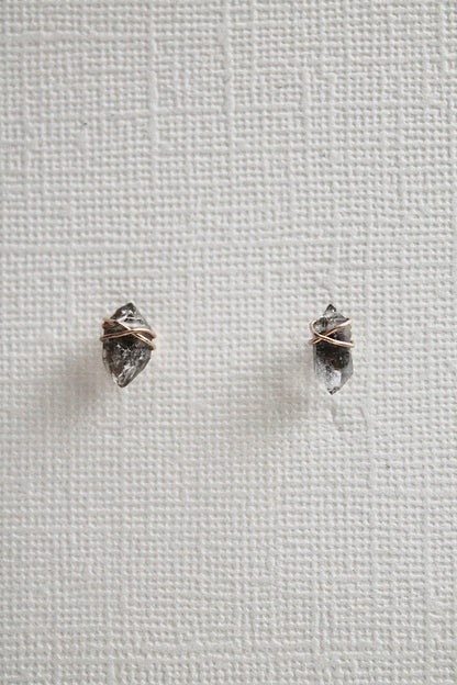 HERKIMER DIAMOND STUDS - 14K GOLD FILLED