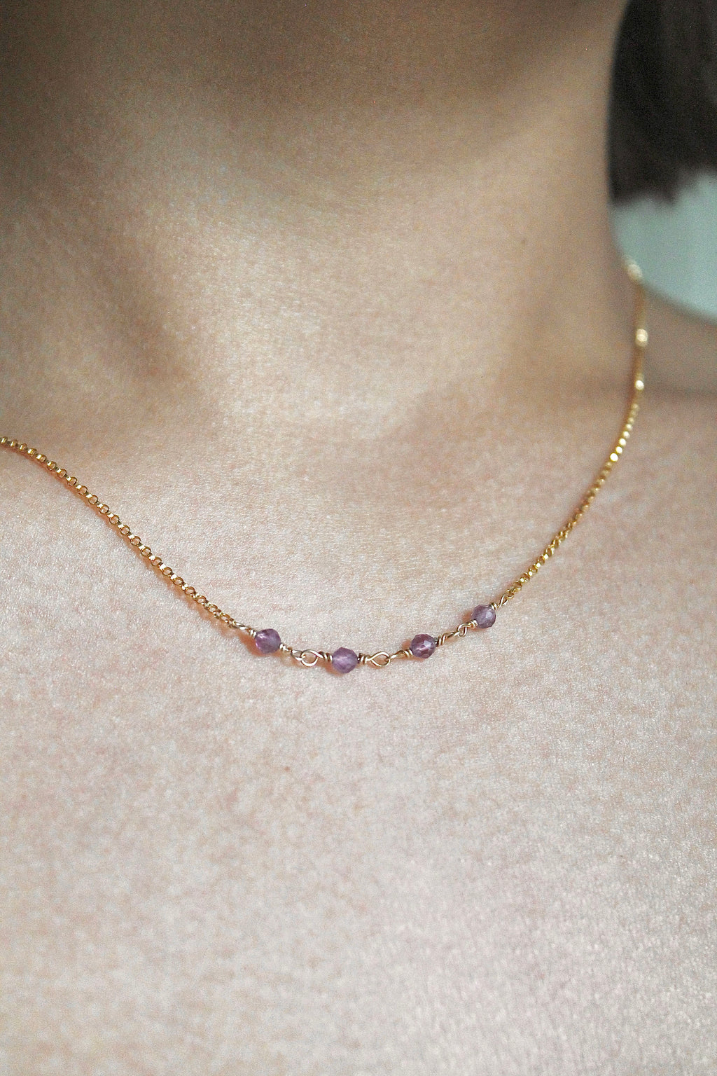 Birthstone Bar Necklace - Amethyst (February) - Serenity