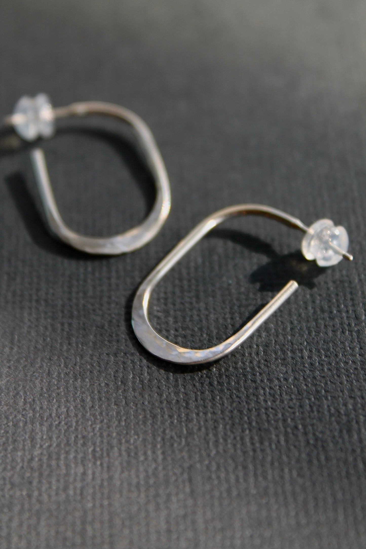 TEXTURED OVAL HOOPS - STERLING SILVER
