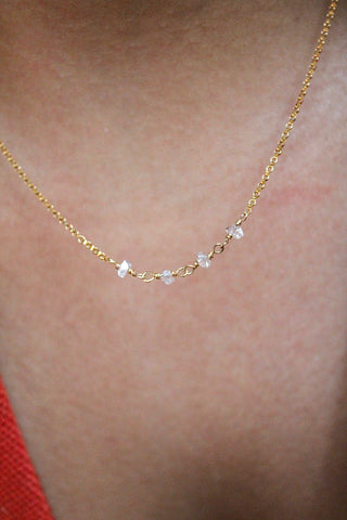 Collier barrette pierre de naissance - Diamant Herkimer (avril) - Divine Connection