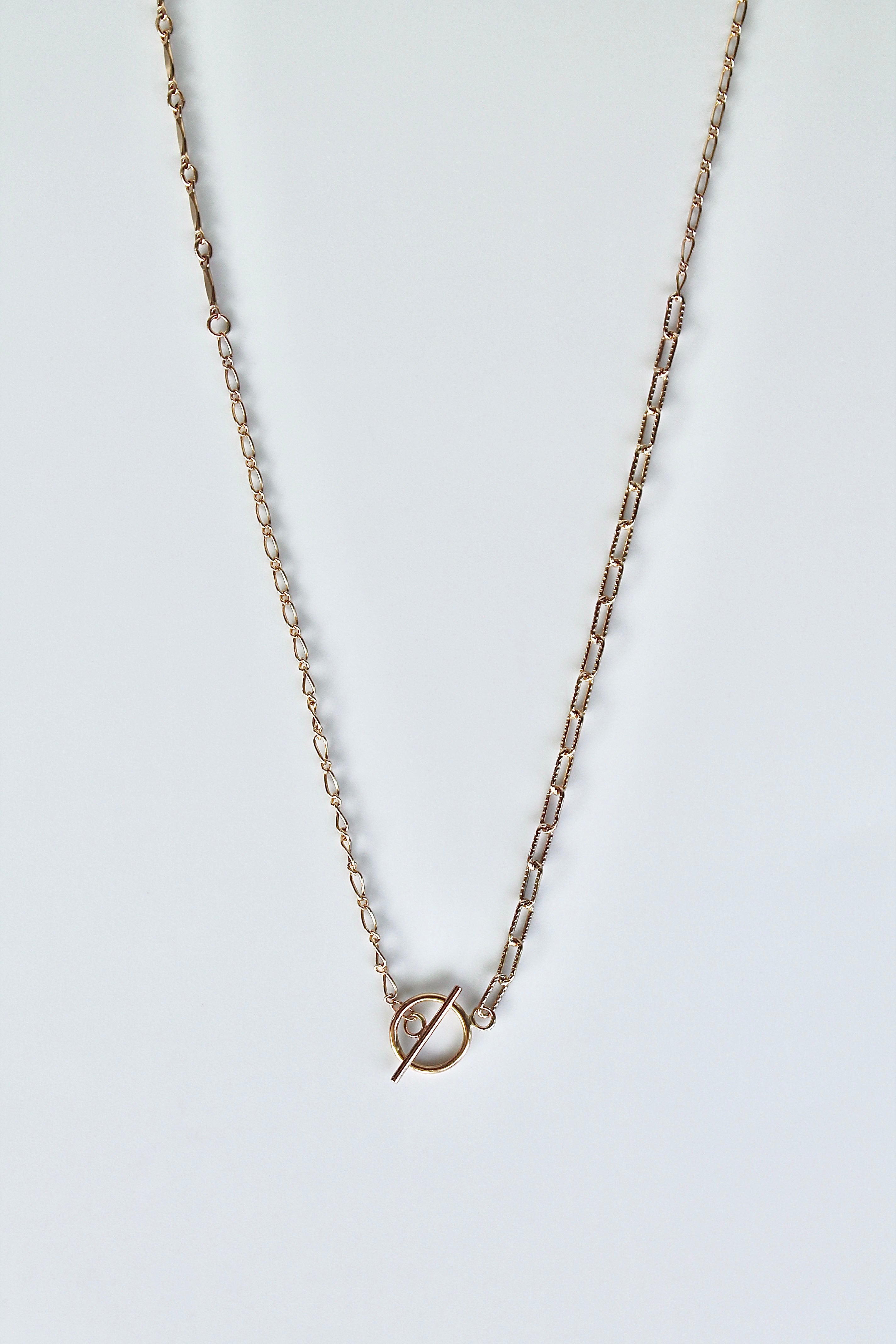 Toggle Clasp Patchwork Chain Necklace