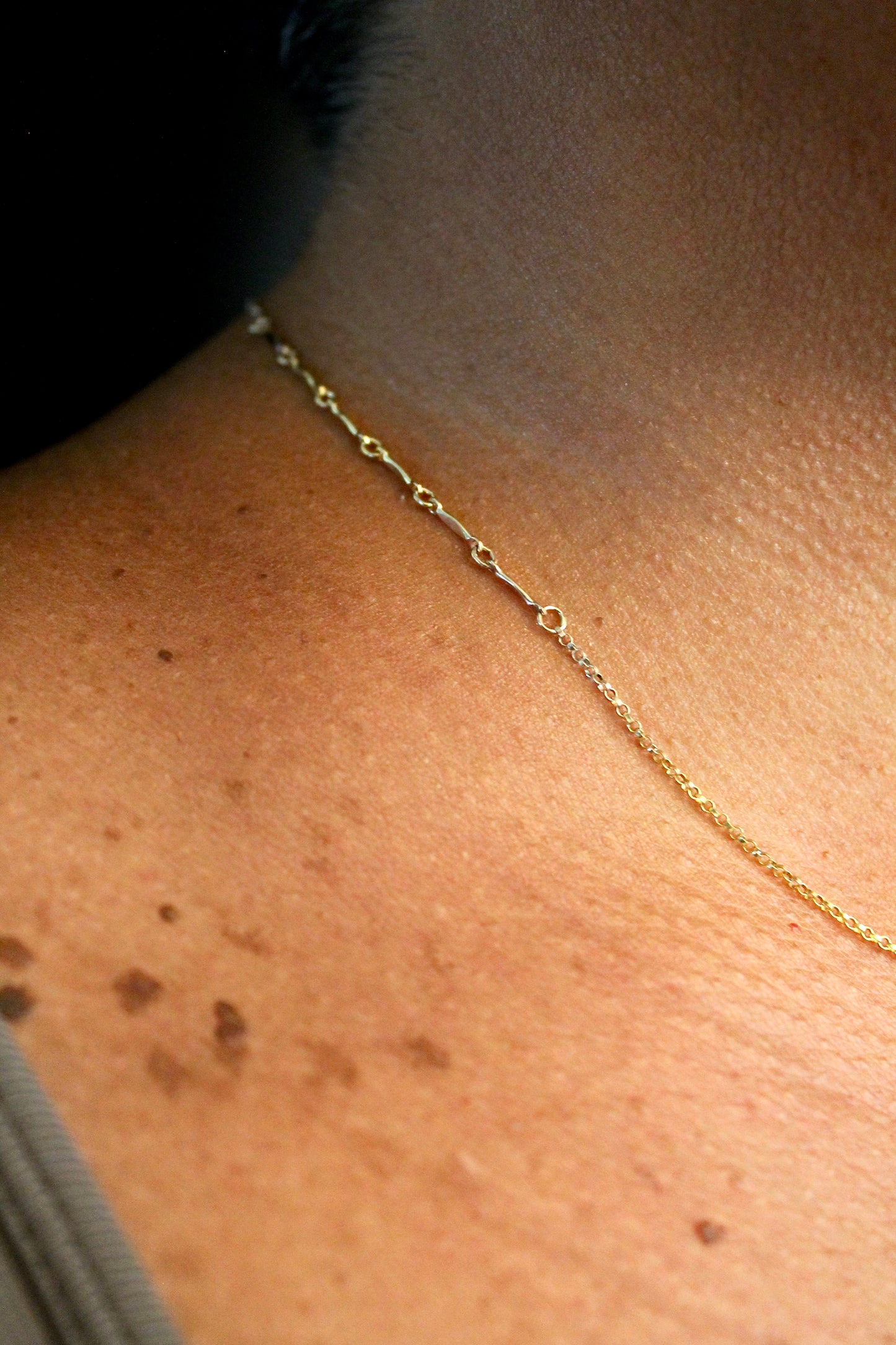 PATCHWORK LARIAT NECKLACE - 14K GOLD FILLED