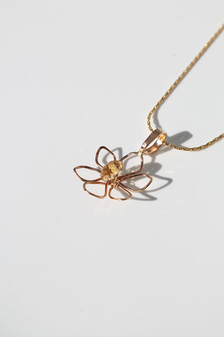Daffodil & Citrine Pendant Necklace - 14k Gold Filled