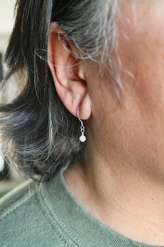 Threader Hoops (Peach Moonstone)