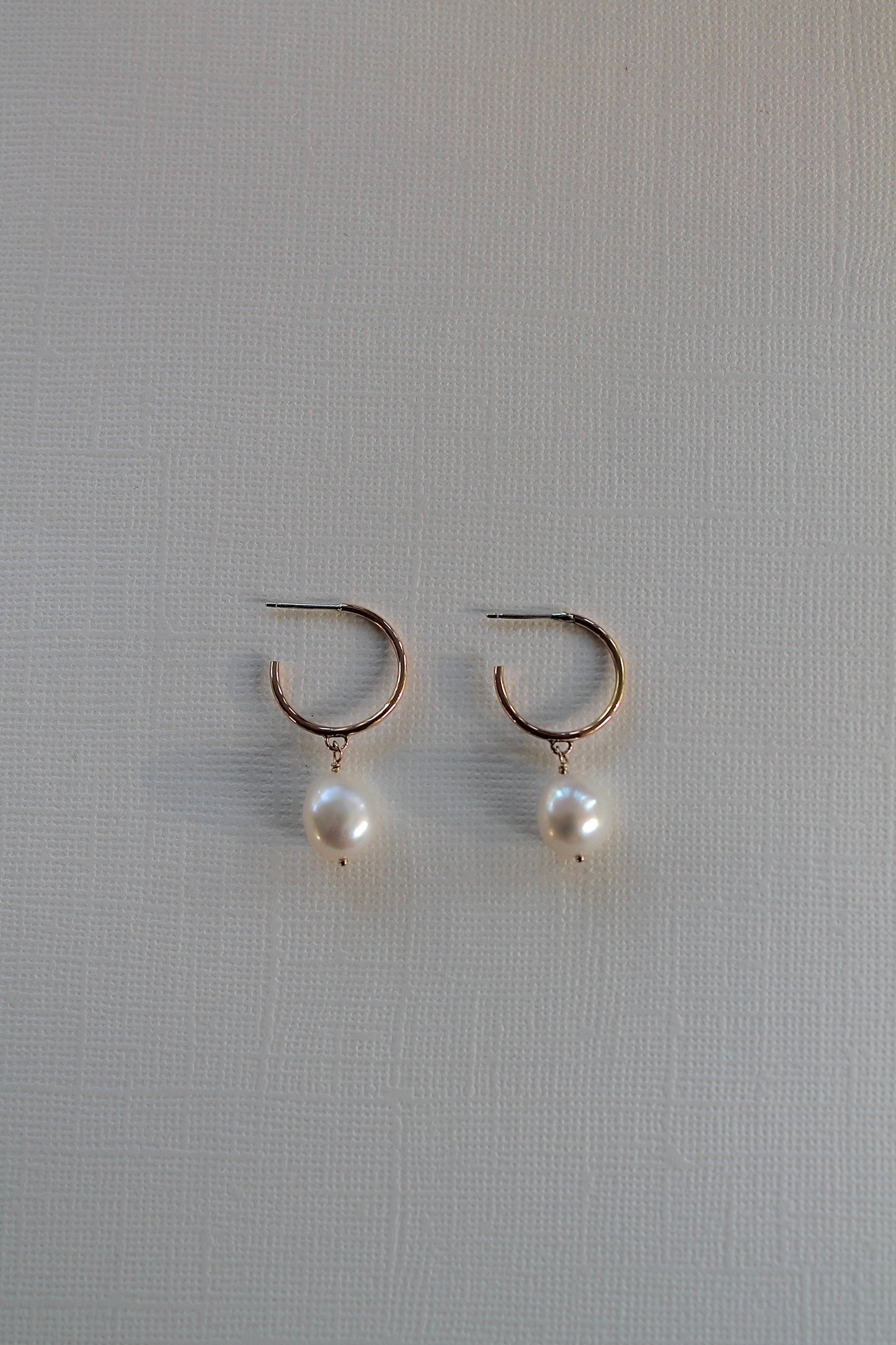 PEARL DROP HOOPS - 14K GOLD FILLED