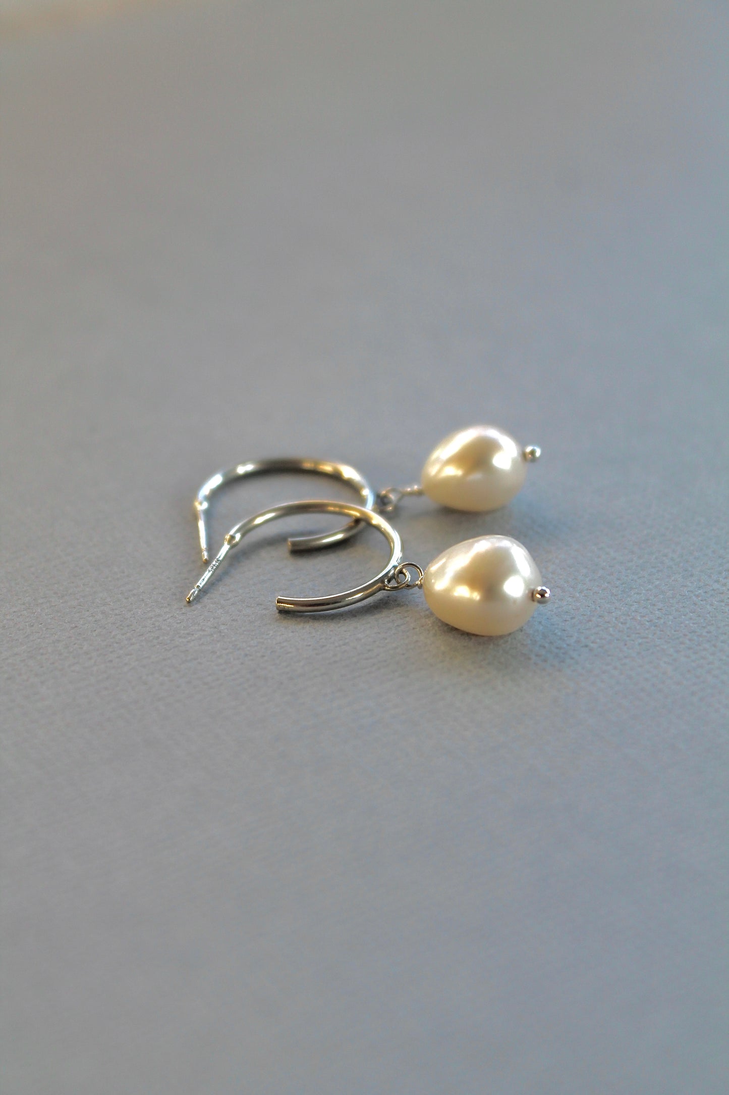 PEARL DROP HOOPS - STERLING SILVER