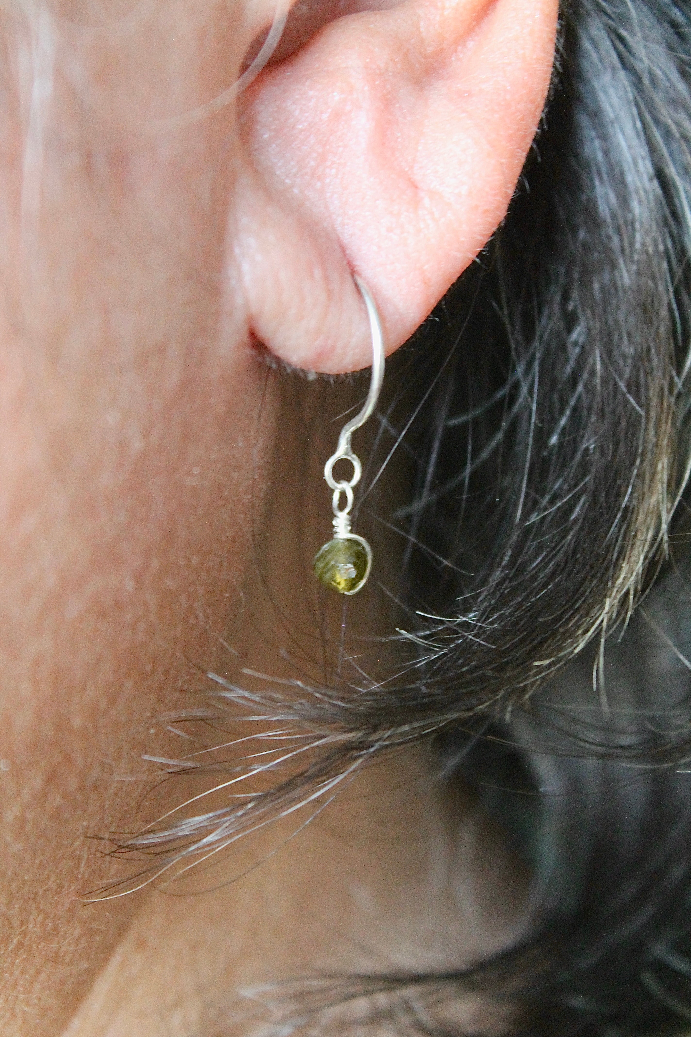 Threader Hoops (Green Tourmaline)