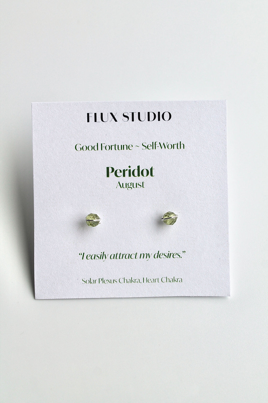 Birthstone Studs - Peridot (August) - Good Fortune