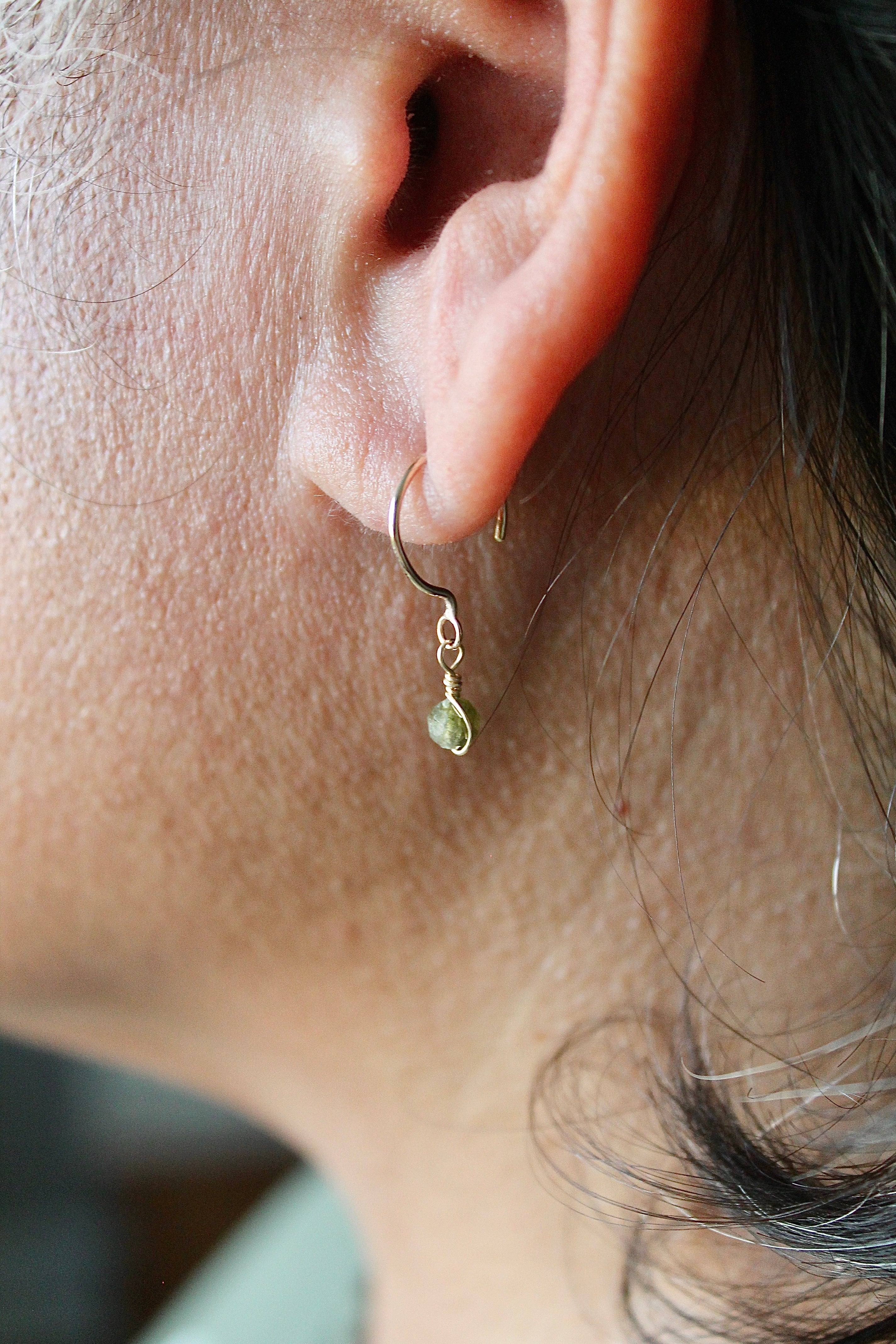 Threader Hoops (Green Tourmaline)