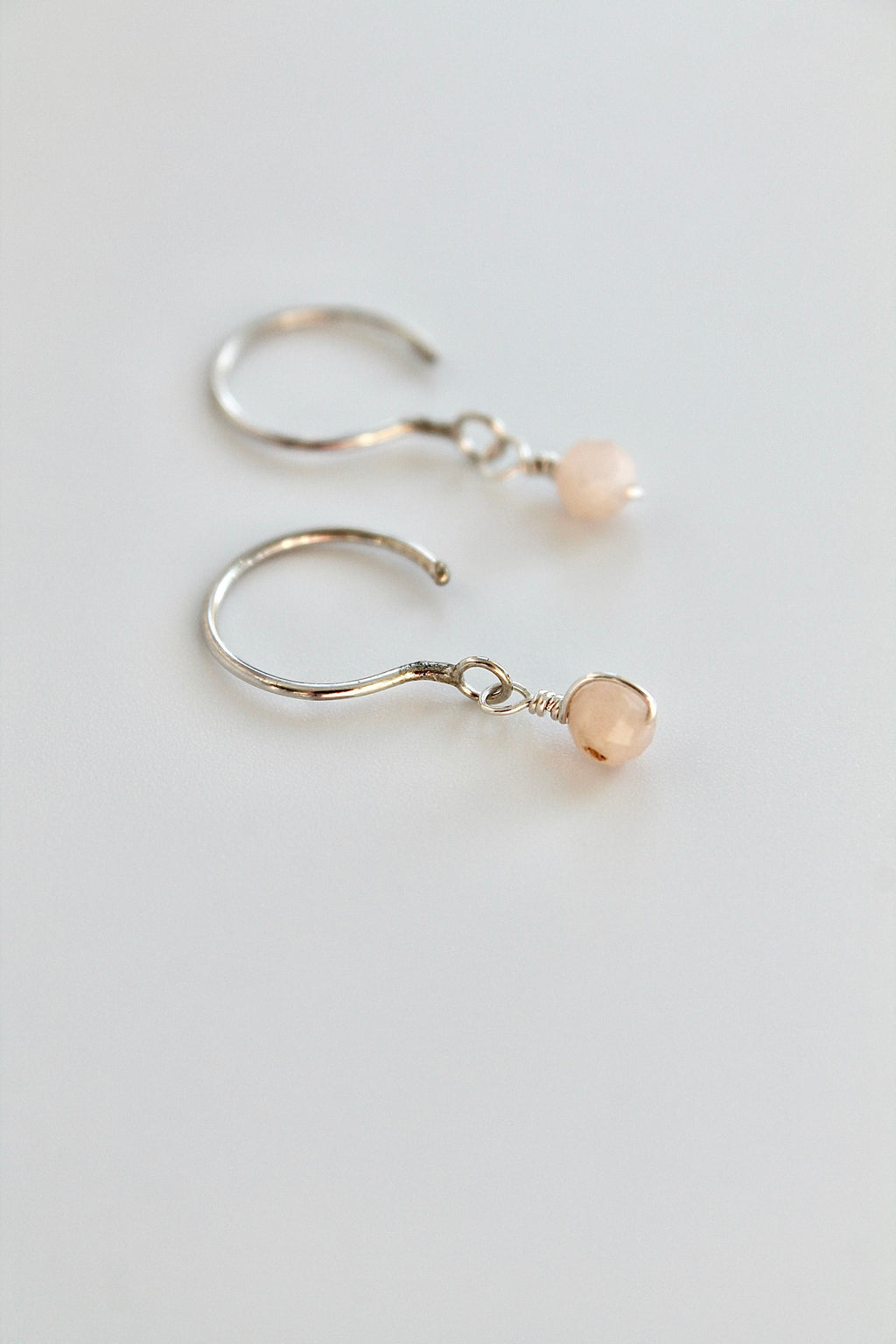 Threader Hoops (Peach Moonstone)