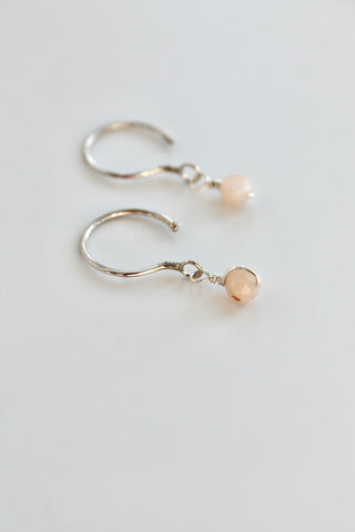 Threader Hoops (Peach Moonstone)