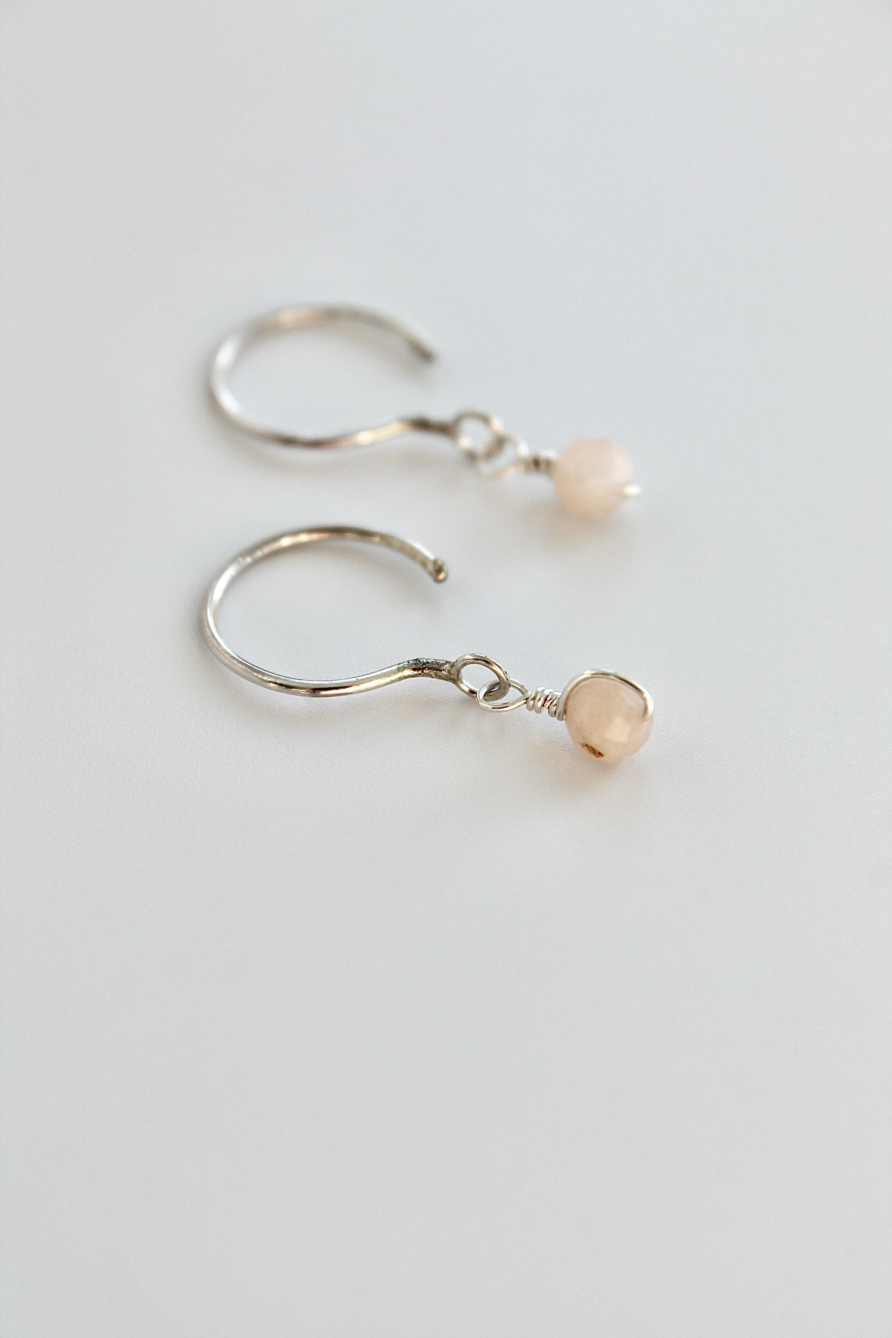 Threader Hoops (Peach Moonstone)