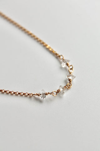 Collier barrette pierre de naissance - Diamant Herkimer (avril) - Divine Connection