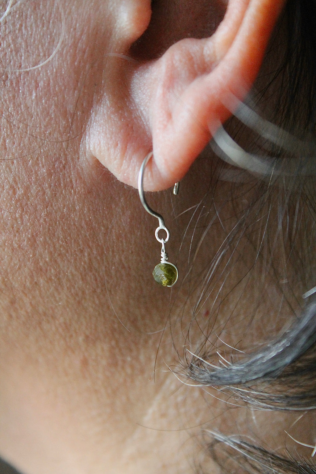 Threader Hoops (Green Tourmaline)