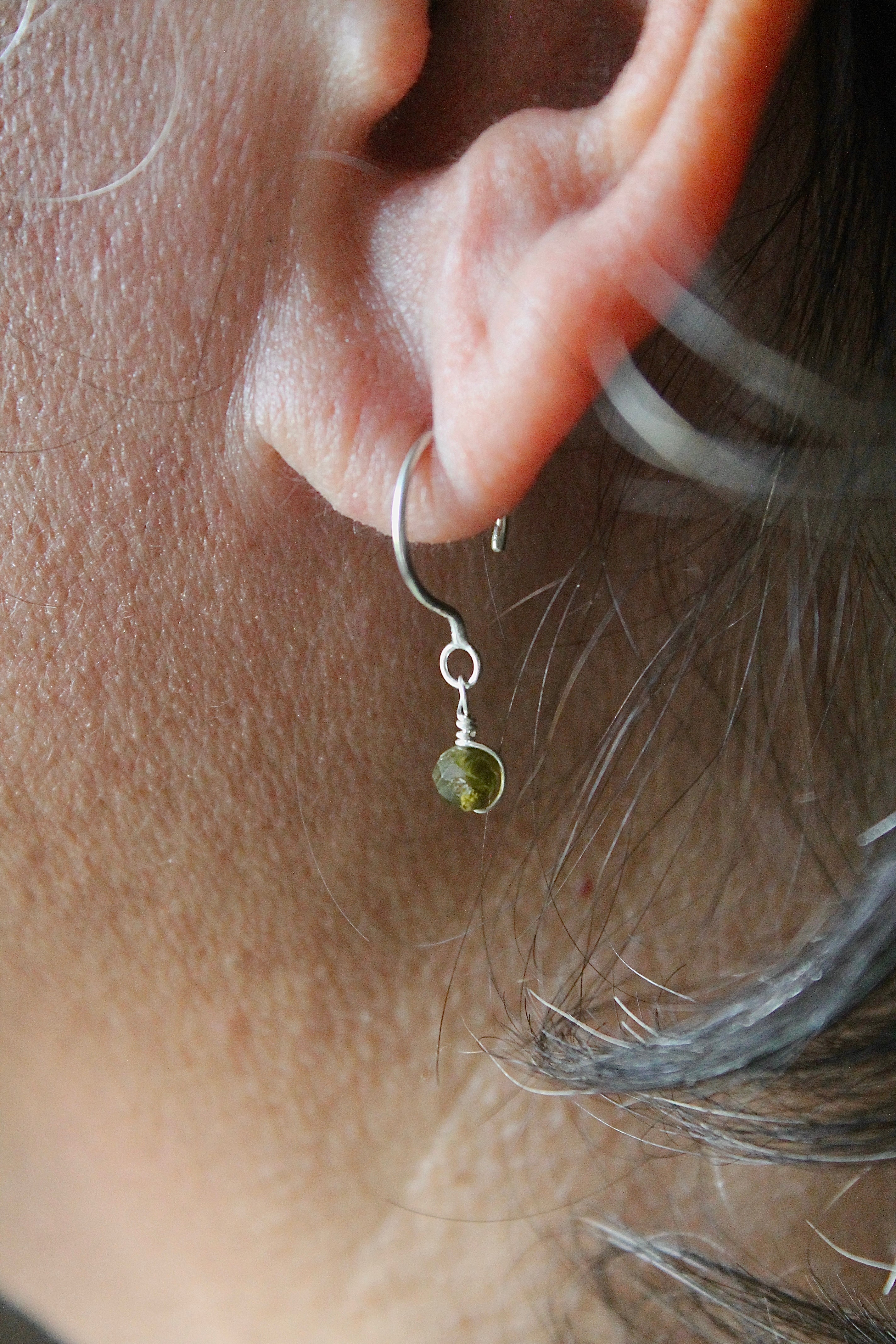 Threader Hoops (Green Tourmaline)