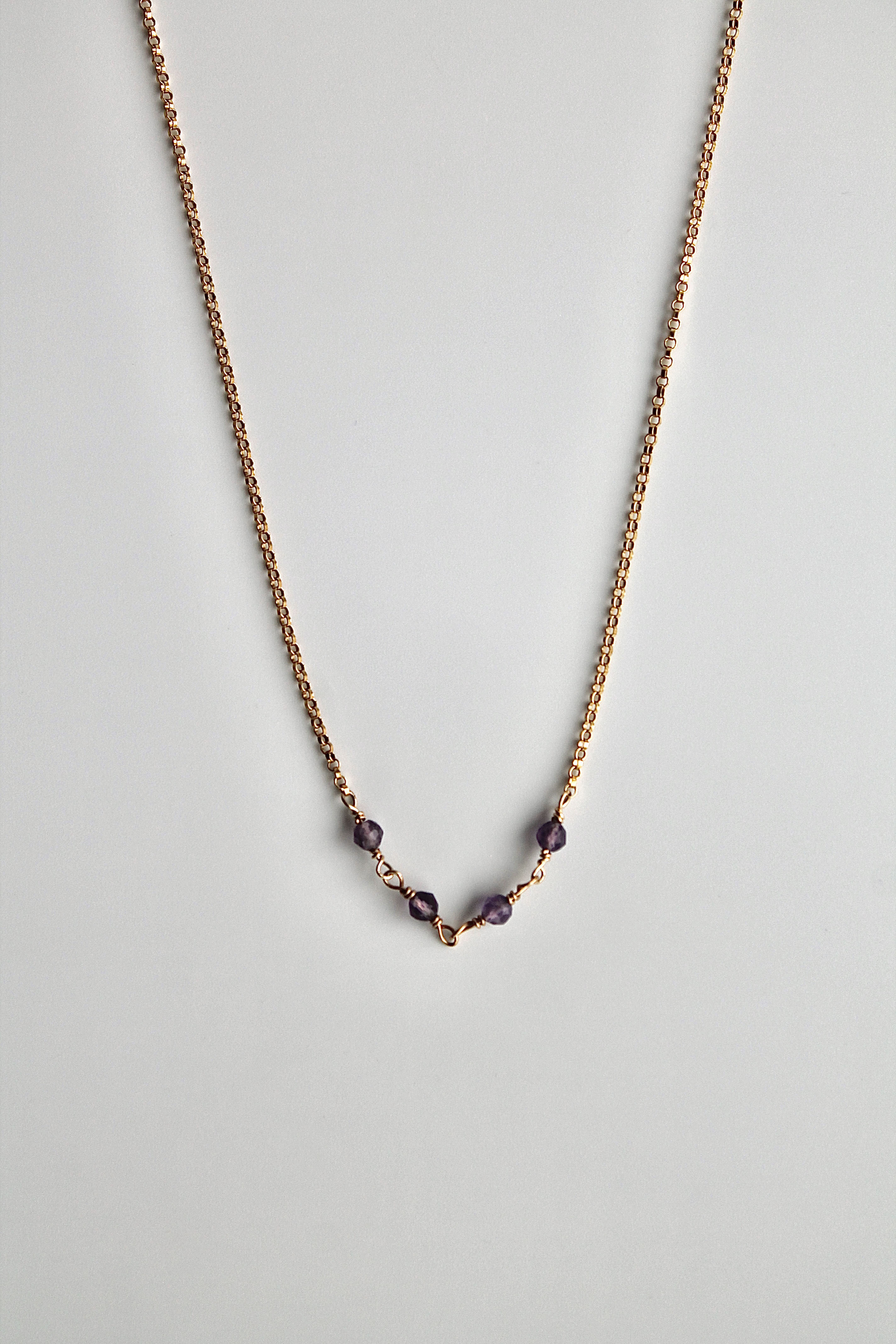 Collar con barra de piedra natal: Amatista (febrero) - Serenity