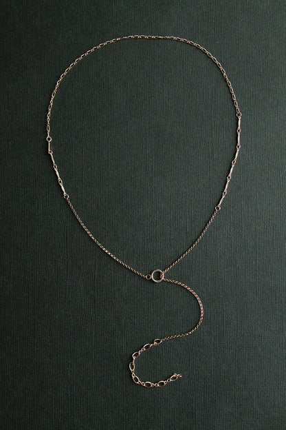 PATCHWORK LARIAT NECKLACE - 14K GOLD FILLED