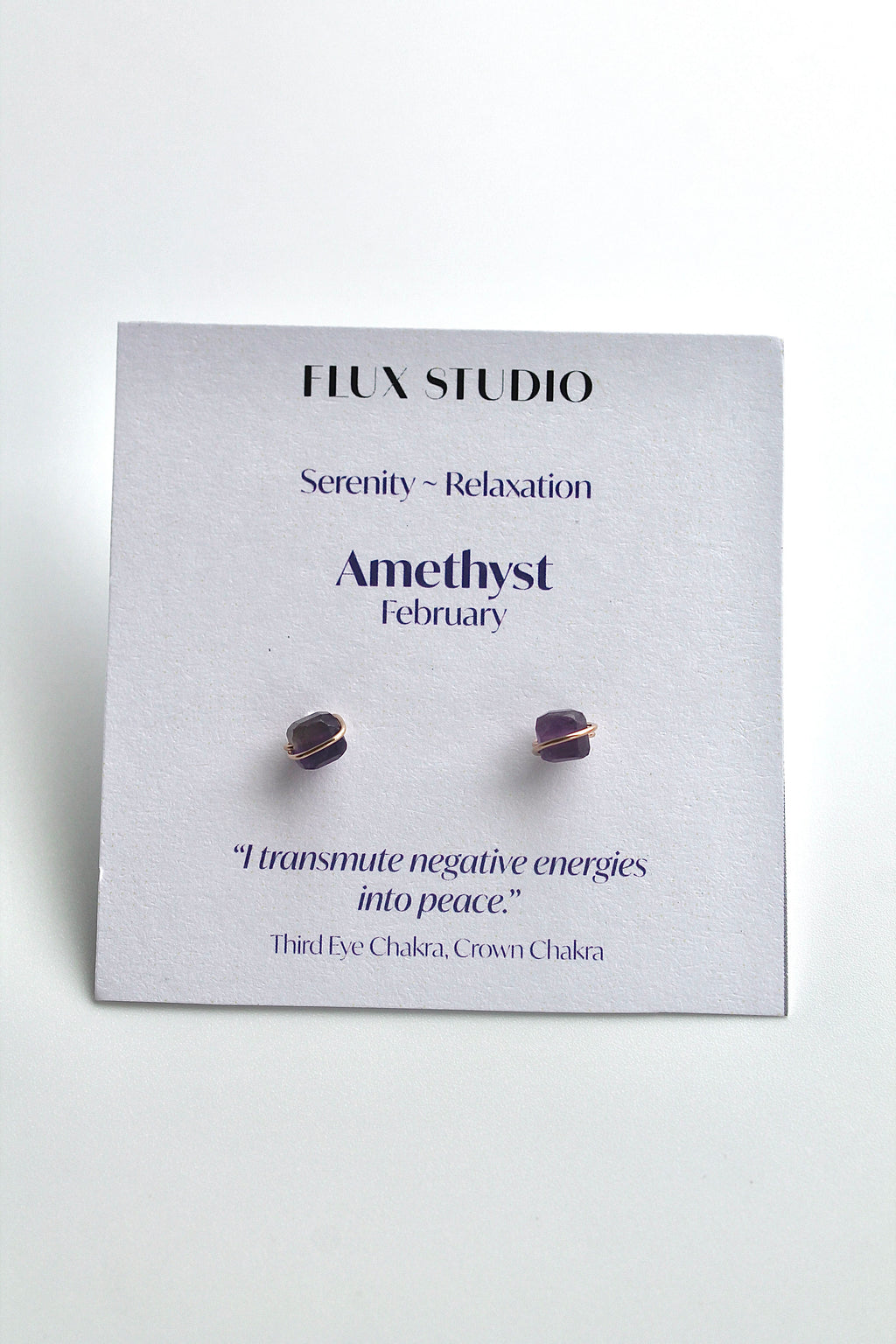 Birthstone Studs - Amethyst (February) - Serenity
