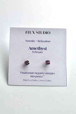 Birthstone Studs - Amethyst (February) - Serenity