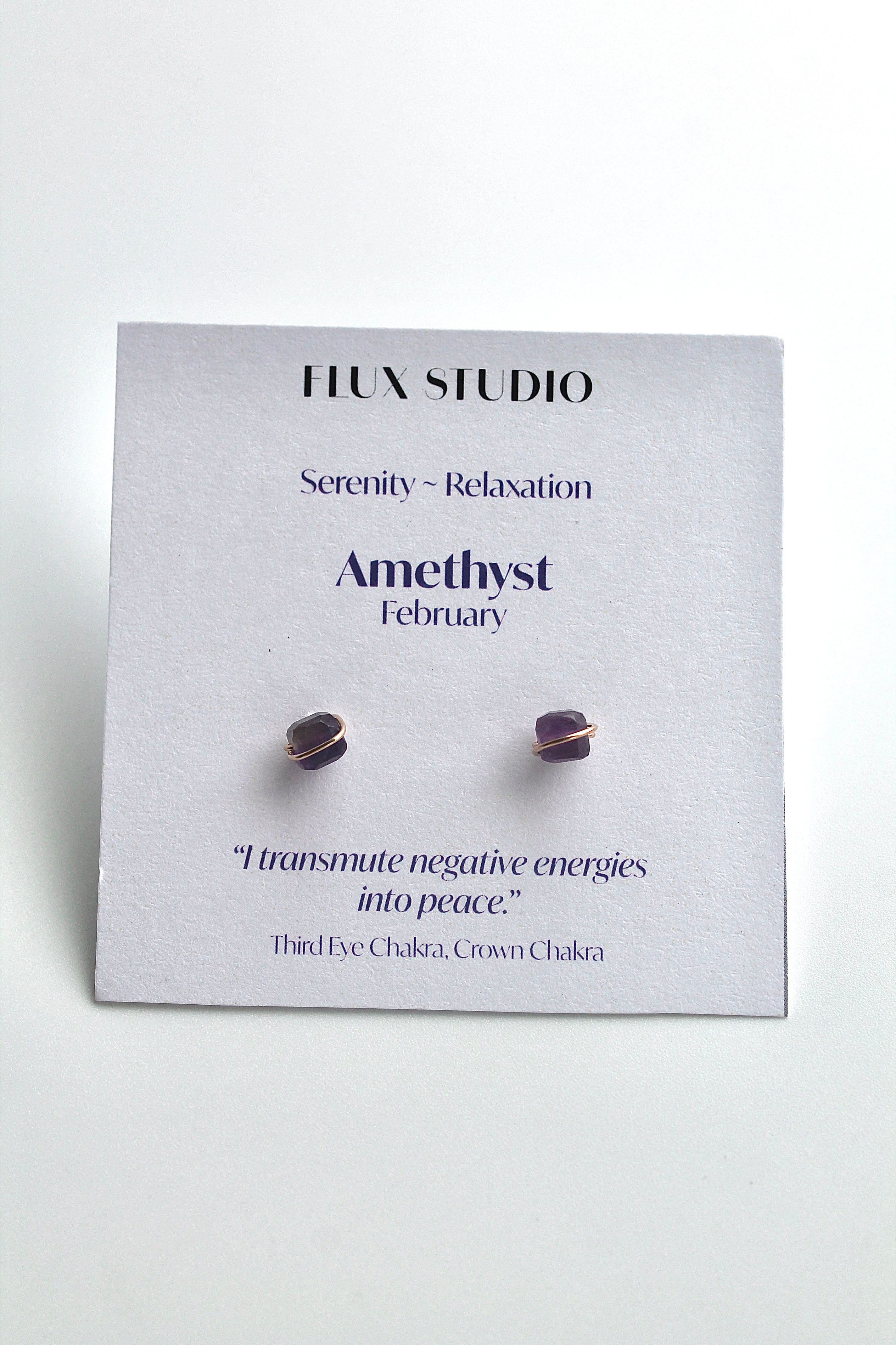 Birthstone Studs - Amethyst (February) - Serenity