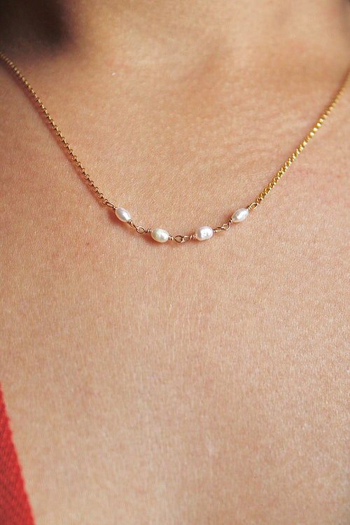 Collier barrette pierre de naissance - Perle d'eau douce (juin) - Pureté