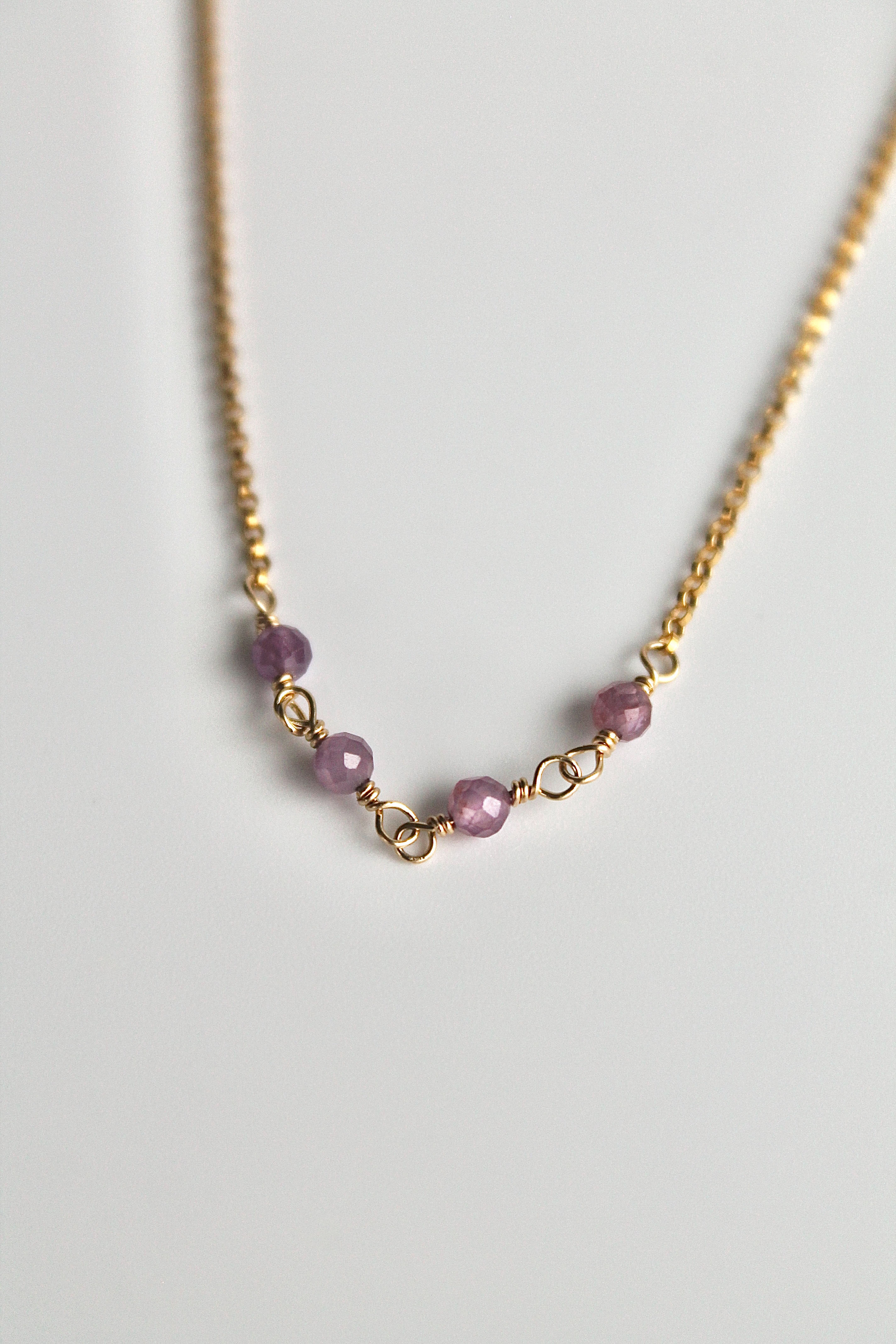 Collier barrette pierre de naissance - Rubis (juillet) - Passion