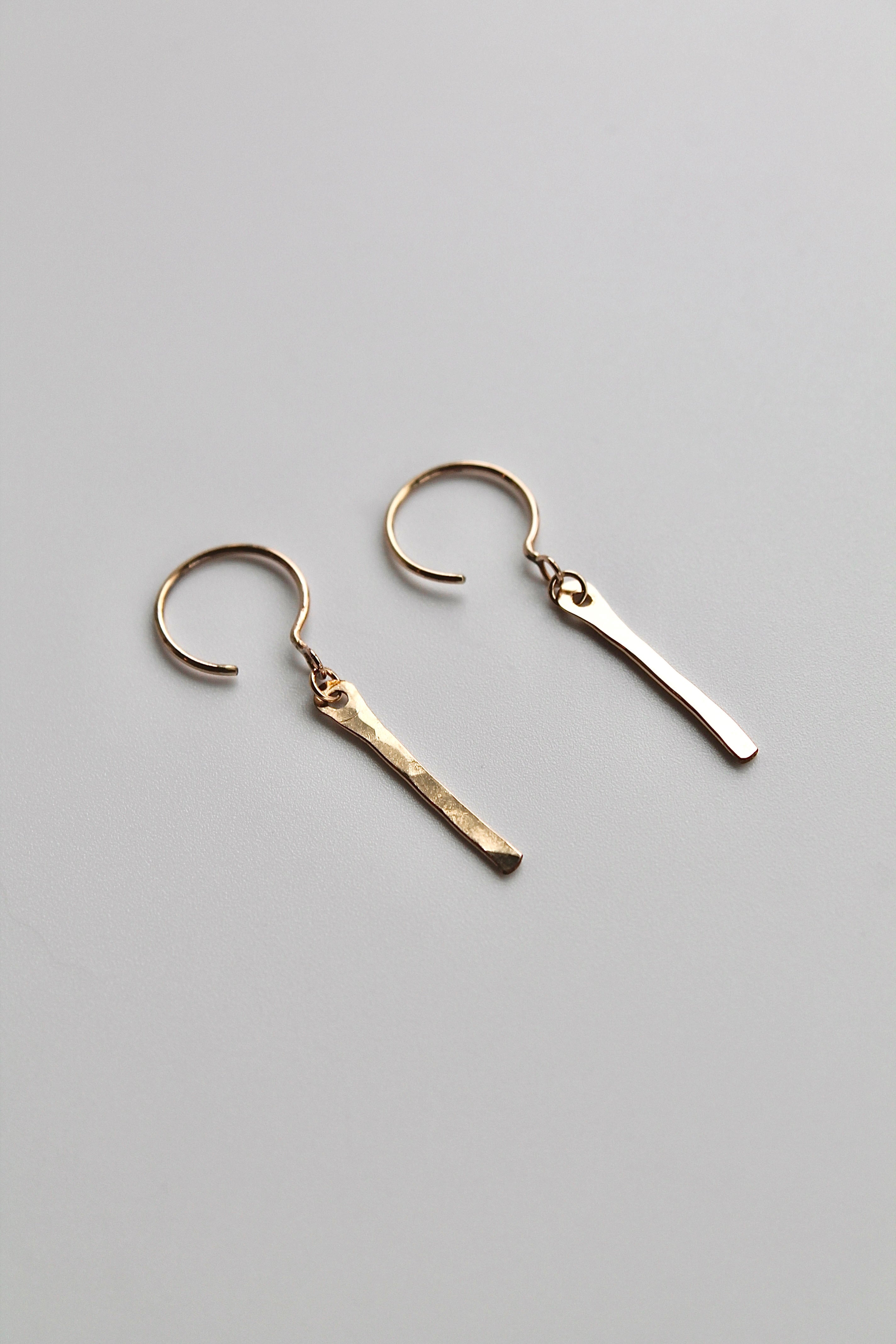 Threader Hoops (with Dangly Hammered Bar)