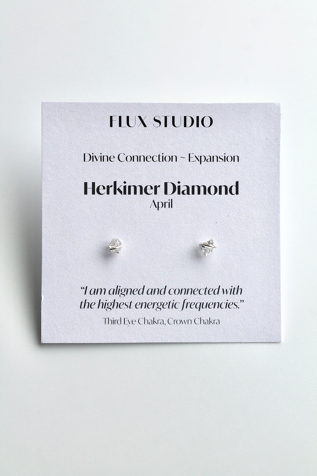 Pendientes con piedra de nacimiento - Diamante Herkimer (abril) - Conexión Divina