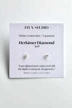 Pendientes con piedra de nacimiento - Diamante Herkimer (abril) - Conexión Divina