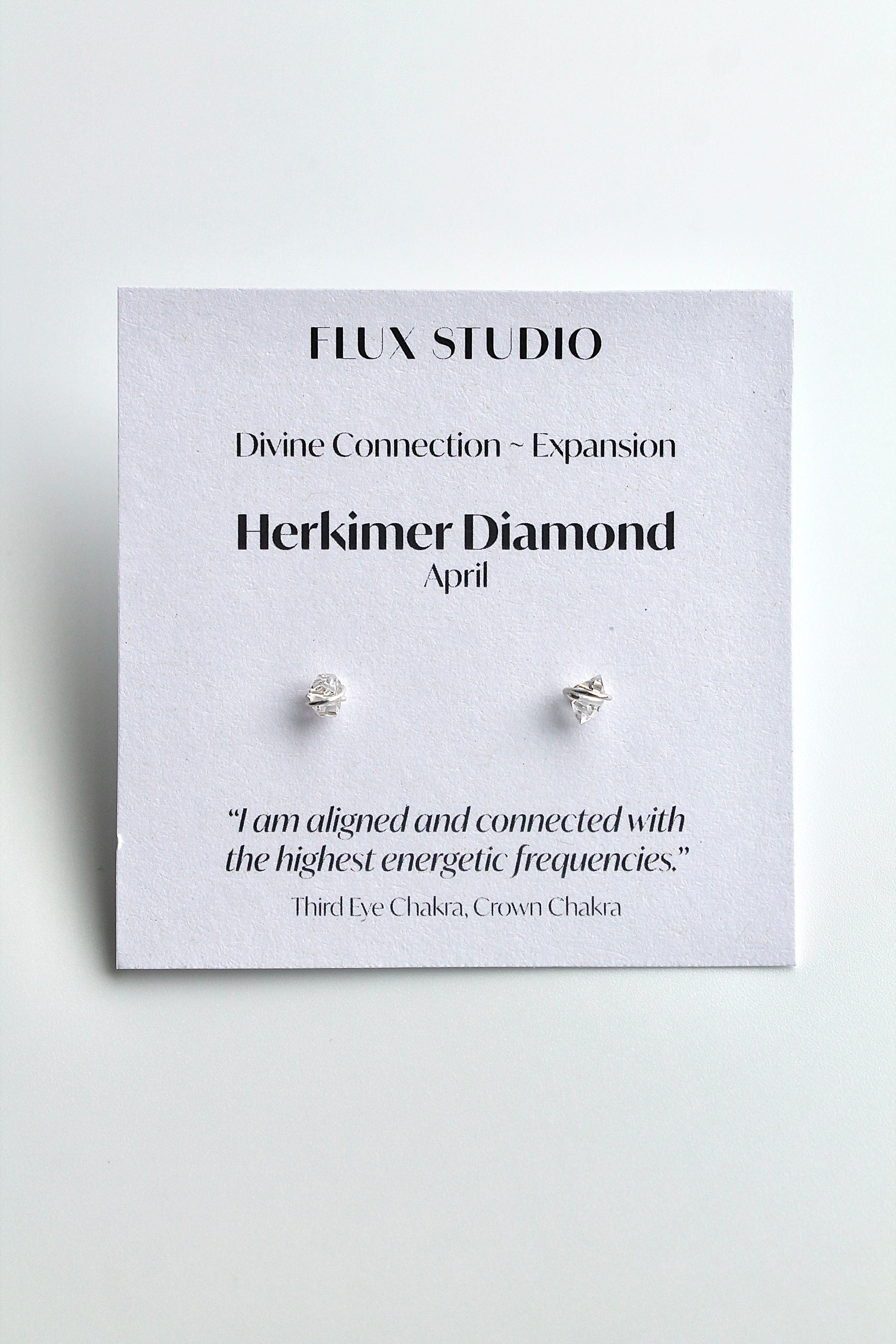 Pendientes con piedra de nacimiento - Diamante Herkimer (abril) - Conexión Divina