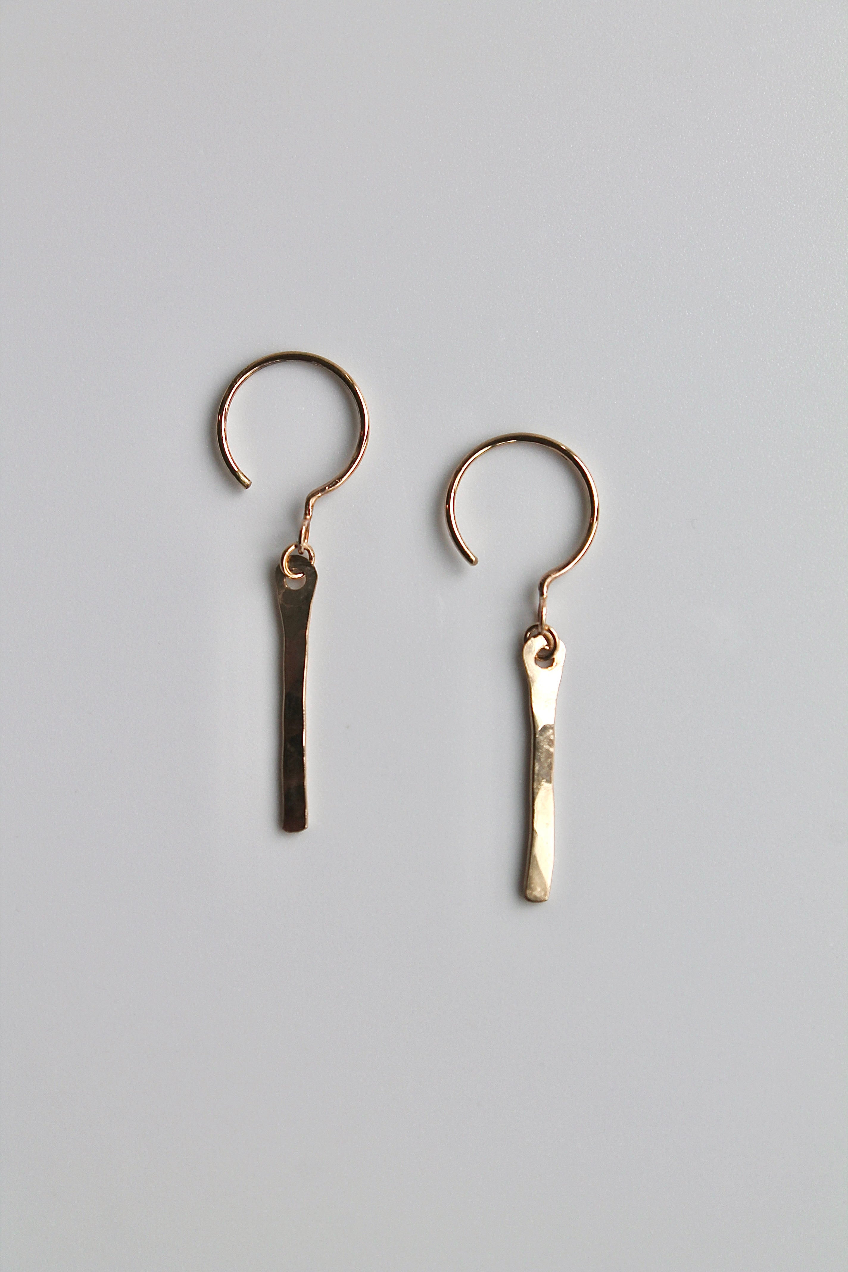 Threader Hoops (with Dangly Hammered Bar)