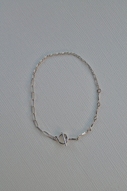 TOGGLE CLASP PATCHWORK BRACELET - STERLING SILVER