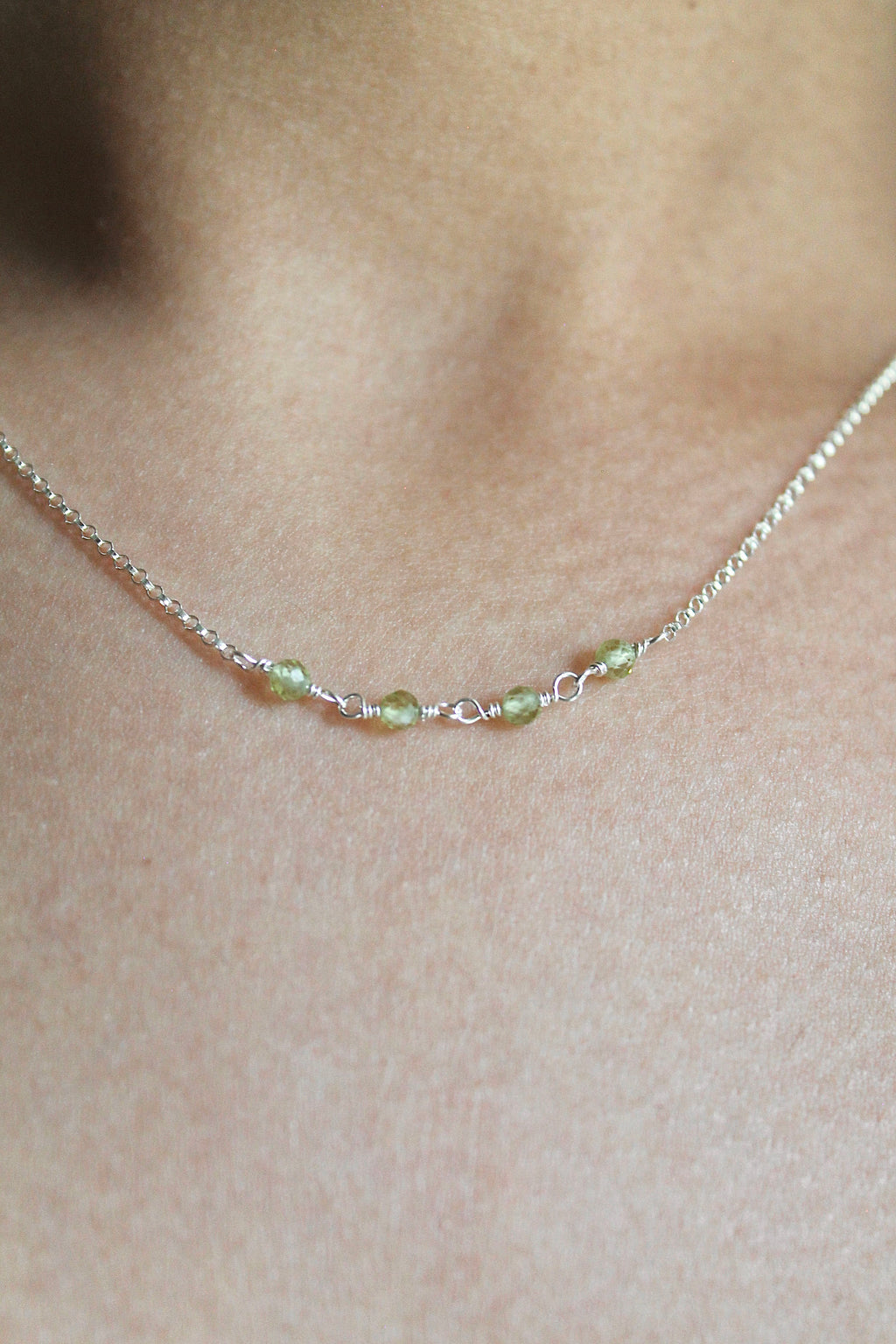 Birthstone Bar Necklace - Peridot (August) - Good Fortune