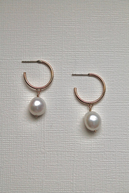 PEARL DROP HOOPS - 14K GOLD FILLED