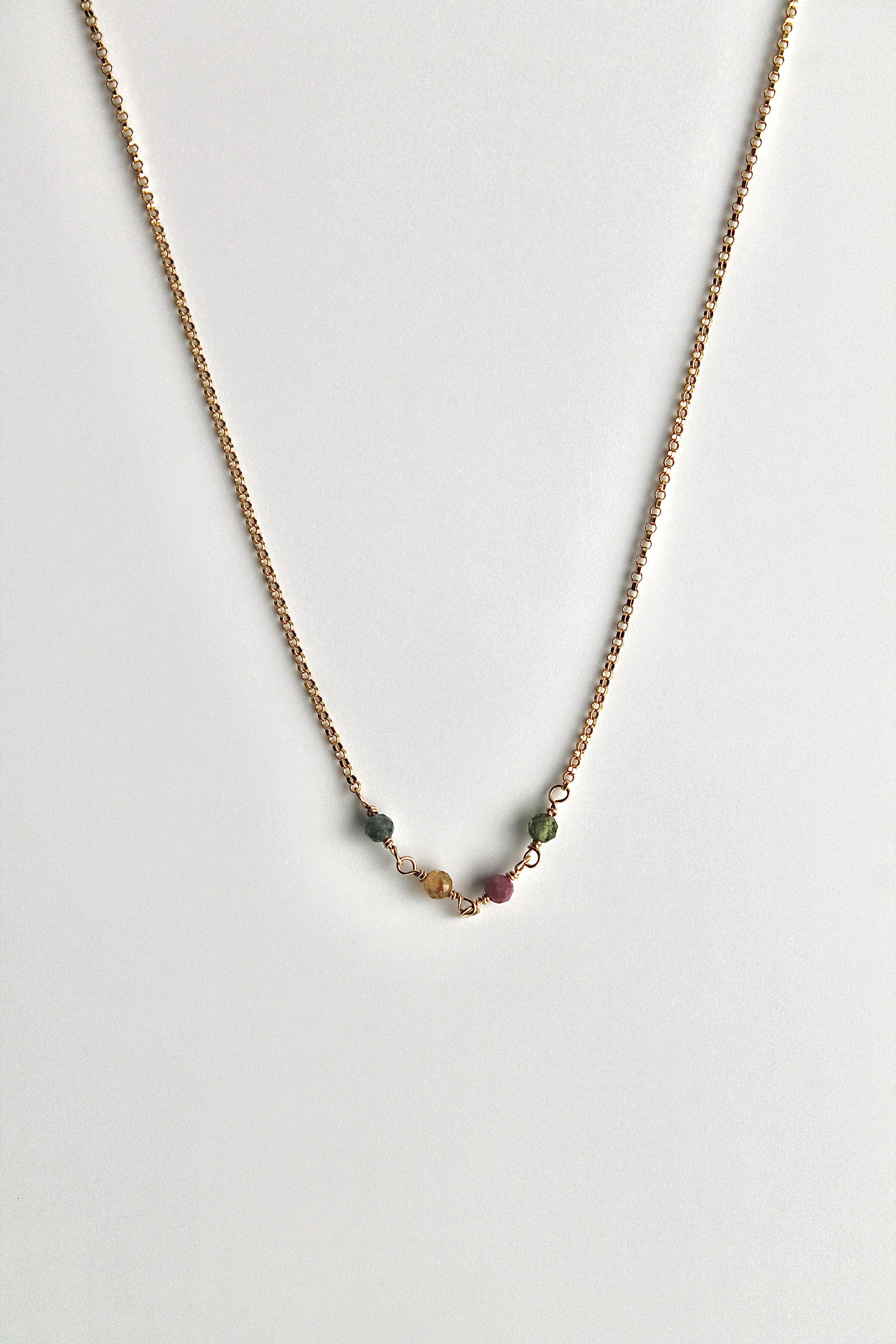 Collier barrette pierre de naissance - Tourmaline (octobre) - Alignement