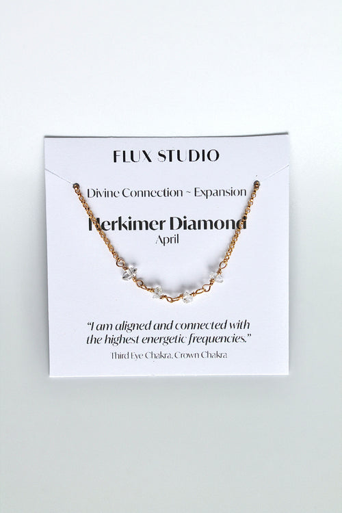 Birthstone Bar Necklace - Herkimer Diamond (April) - Divine Connection