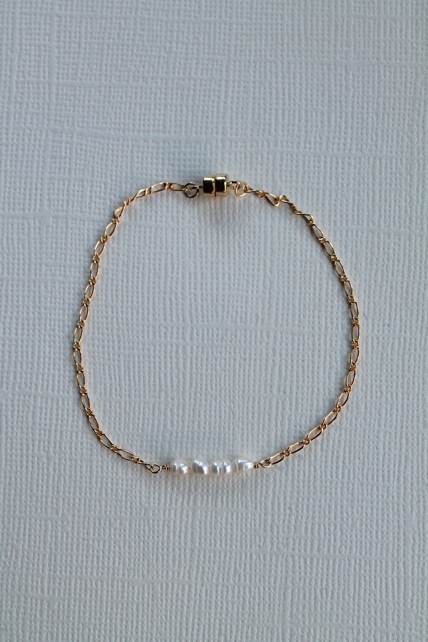 PEARL BAR CHAIN BRACELET - 14K GOLD FILLED