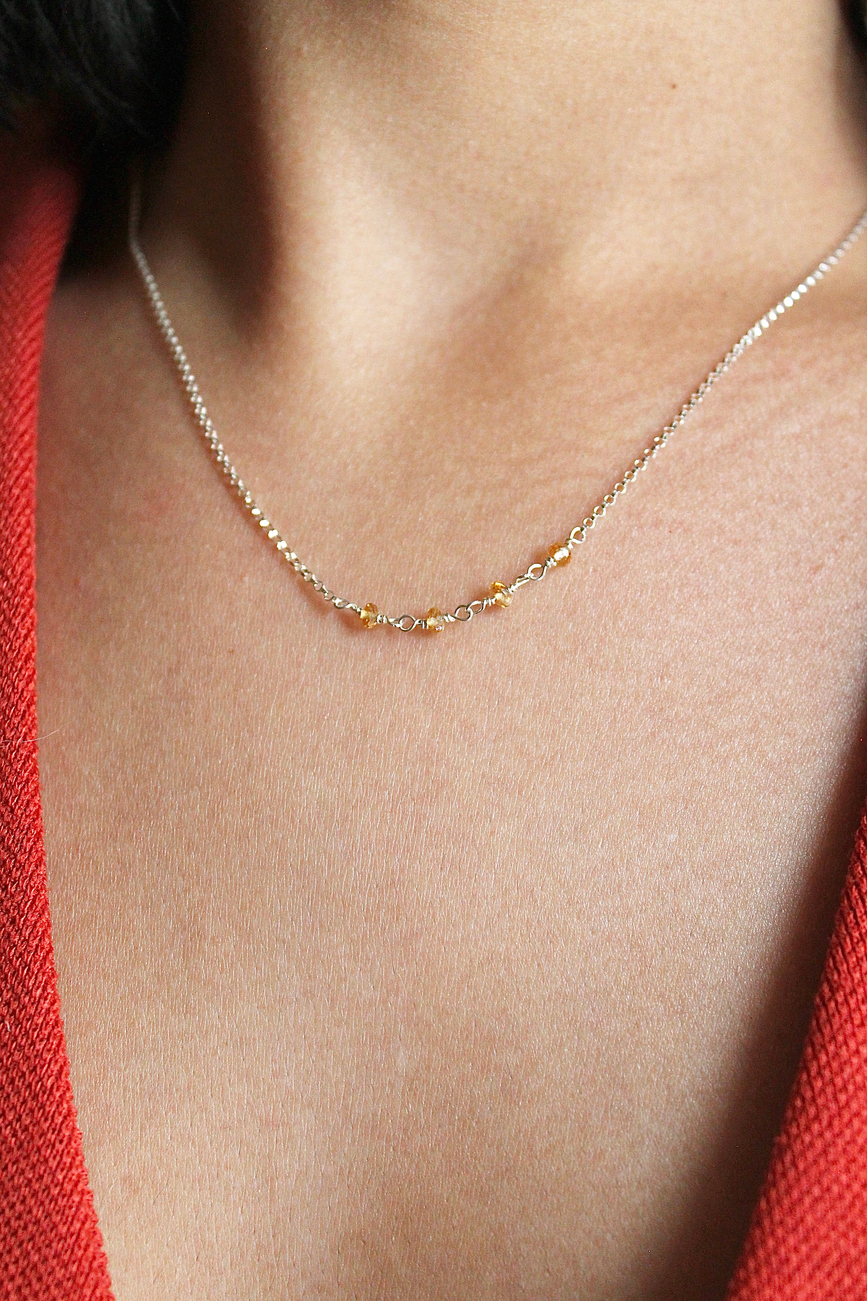 Collar con barra de piedra natal - Citrino (noviembre) - Poder personal