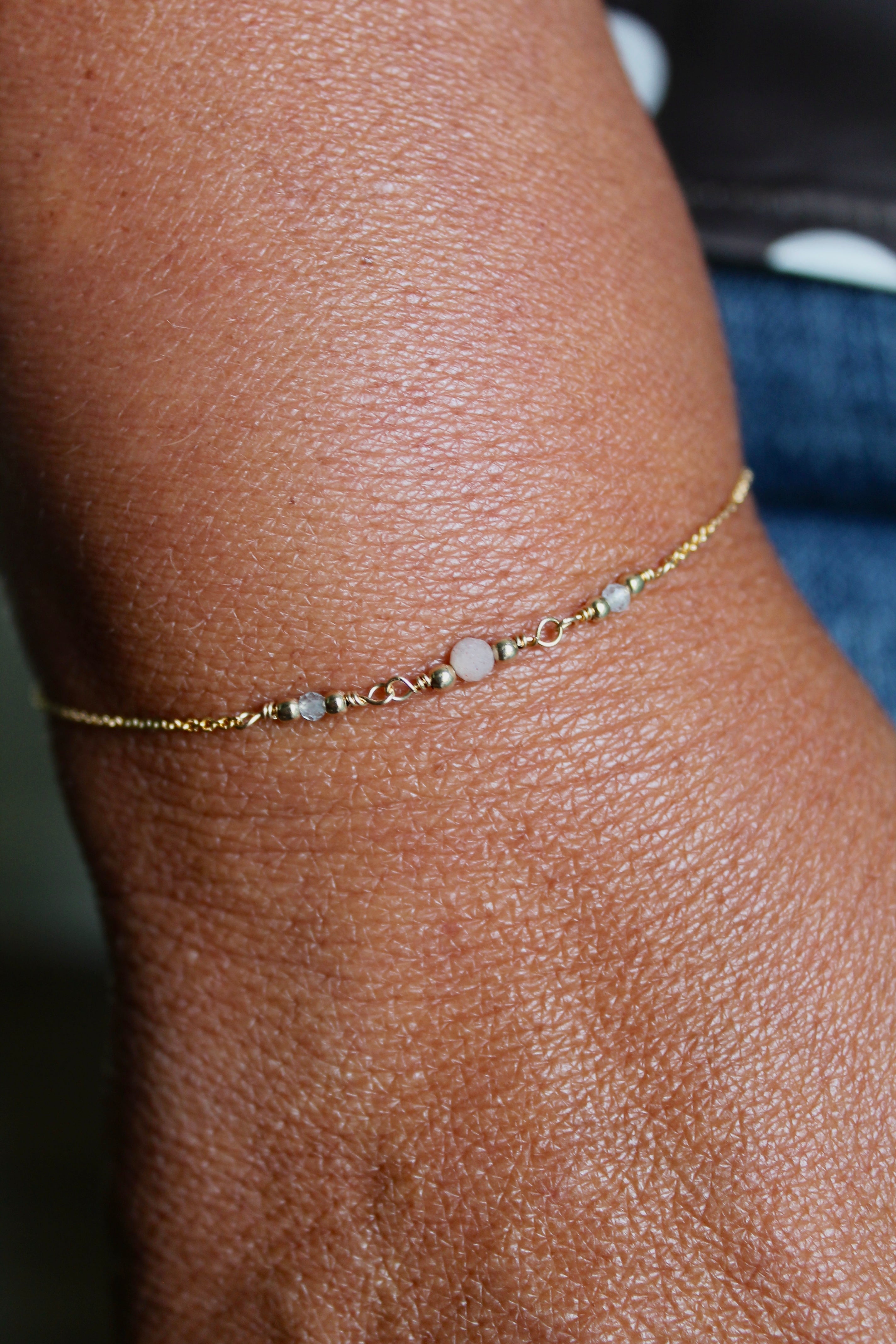 Embracing Change Healing Bracelet (Aquamarine & Peach Moonstone)