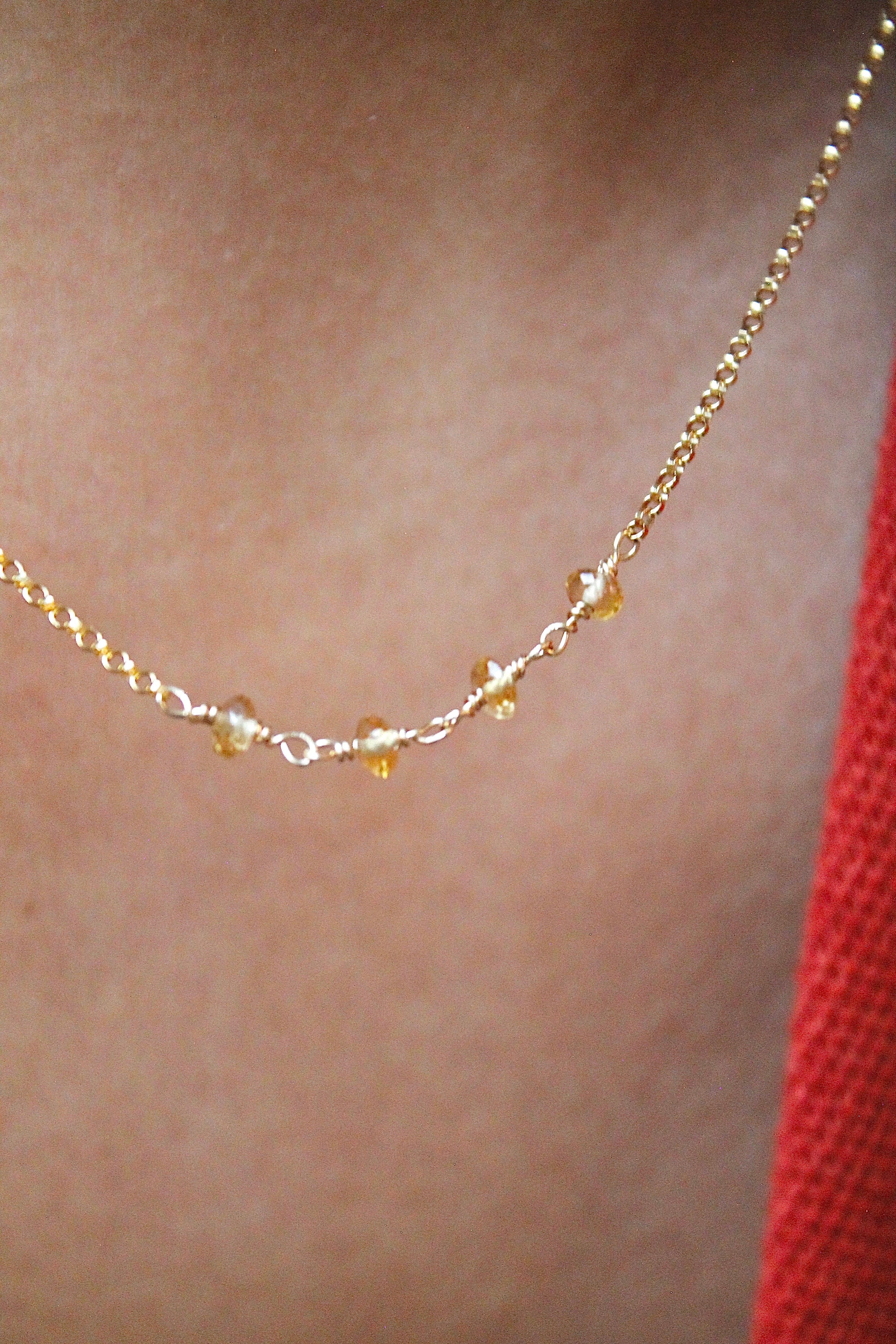 Collar con barra de piedra natal - Citrino (noviembre) - Poder personal